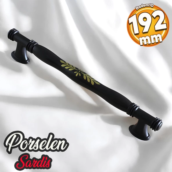 Sardis Gerçek Porselen Mat Siyah 192 mm Mobilya Mutfak Kulp Çekmece Dolap Kulplar Kulpu Kulbu ürün görseli 1