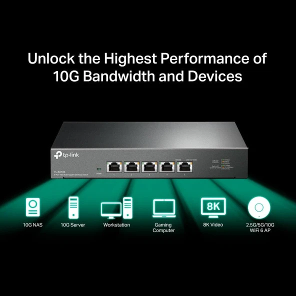 TP-LINK 5port TL-SX105 10GBE YÖNETİLEMEZ SWITCH - Resim 5