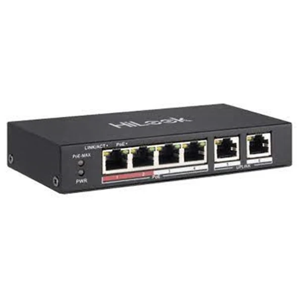 HILOOK 4port +2 UPLINK 60w FULL PoE NS-0106P-35(B) 10/100 Yönetilemez Switch Long Range 250Metre ürün görseli 1