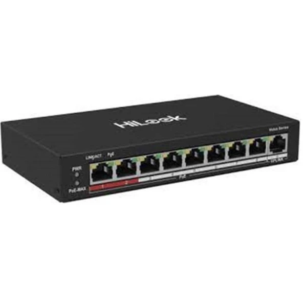 HILOOK 8port+2UPLINK 60w FULL PoE NS-0109P-60(B) 10/100 Yönetilemez Switch Long Range 250Metre ürün görseli 1