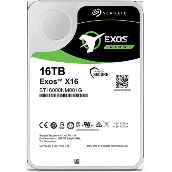 SEAGATE 16TB EXOS X16 ST16000NM001G 256MB 7200RPM SATA-3 NAS VE GÜVENLİK DİSKİ ürün görseli 1