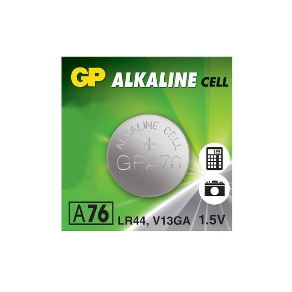 GP LR44 A76 V13GA 1.5V ALKALIN DUGME PIL TEKLI ürün görseli 1