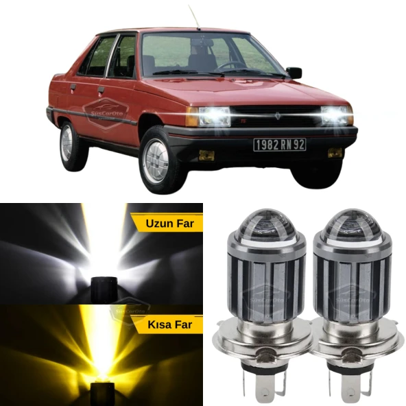 Renault 9-11 Broadway Fairway Spring Flash Tüm Kasalar İçin Uyumlu Mercekli Far Ampulü Led Xenon Çift Renk Sarı-Beyaz Far Şimşek Etkili CSP Led Lamba Uzun Kısa 2 Adet Takım ürün görseli 1