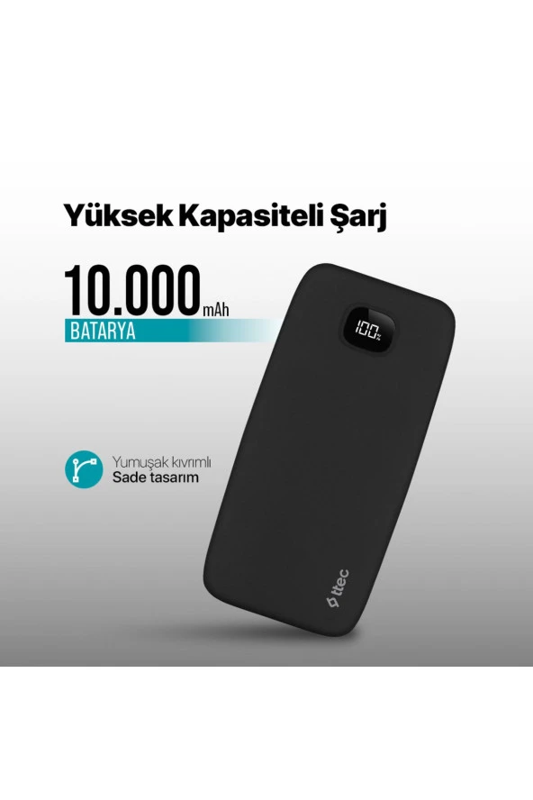 Ttec 2BB205S ChargeUp LCD 10.000 mAh Taşınabilir Şarj Aleti / Powerbank - Resim 2