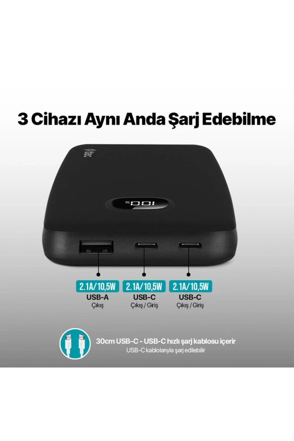 Ttec 2BB205S ChargeUp LCD 10.000 mAh Taşınabilir Şarj Aleti / Powerbank - Resim 3