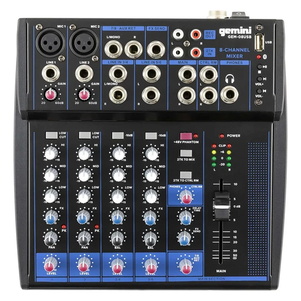 Gemini GEM-08USB 8 Kanal Mikser - Resim 5