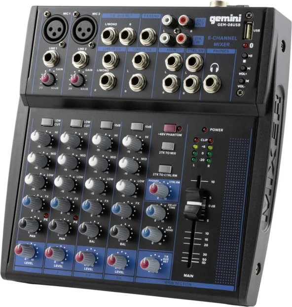 Gemini GEM-08USB 8 Kanal Mikser ürün görseli 1