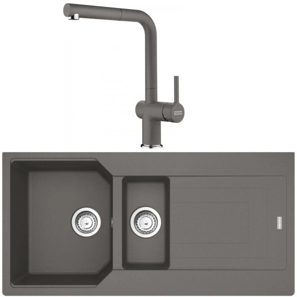 Franke Urban UBG 651-100 Stone Grey Granit Eviye-Active Plus Doccia 2.0 Batarya Seti ürün görseli 1