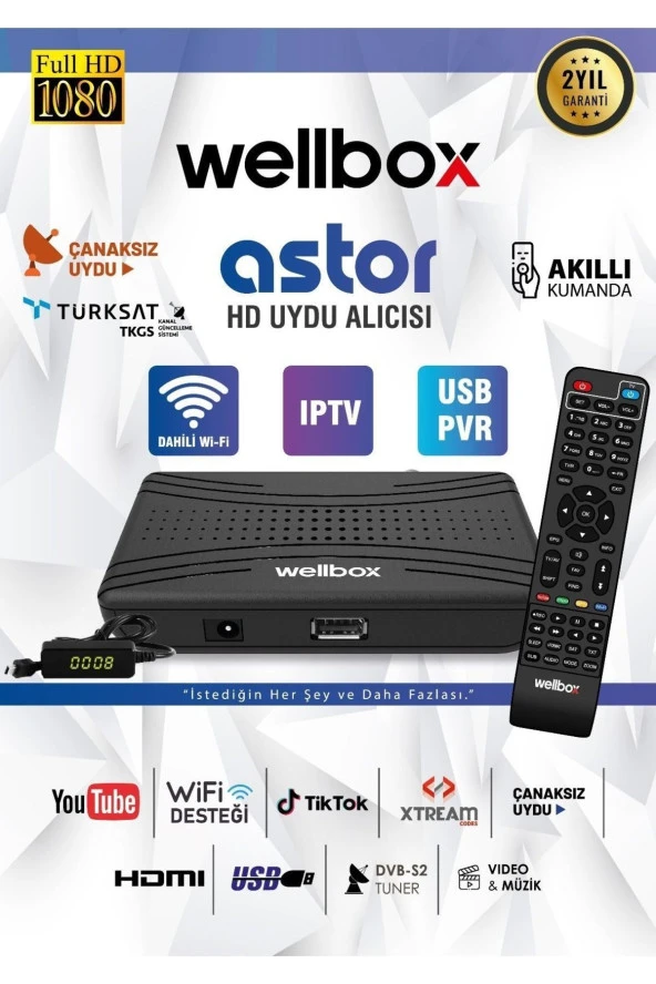 Dahili Wi-Fi Özellikli 2024 Model Çanaklı Çanaksız İp Full HD Uydu Alıcısı ürün görseli 1