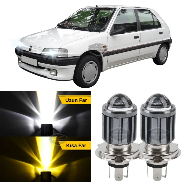 Peugeot 106 1991-2004 Uyumlu Mercekli Far Ampulü Led Xenon Çift Renk Sarı-Beyaz Far Şimşek Etkili CSP Led Lamba Uzun Kısa 2 Adet Takım ürün görseli 1