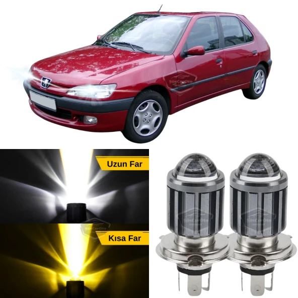 Peugeot 306 1993-2002 Uyumlu Mercekli Far Ampulü Led Xenon Çift Renk Sarı-Beyaz Far Şimşek Etkili CSP Led Lamba Uzun Kısa 2 Adet Takım ürün görseli 1