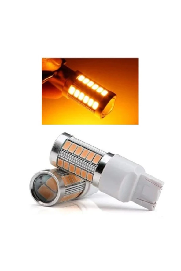 2 Adet T20 Led Ampul Mercekli 33 Ledli Çift Duy Turuncu ürün görseli 1
