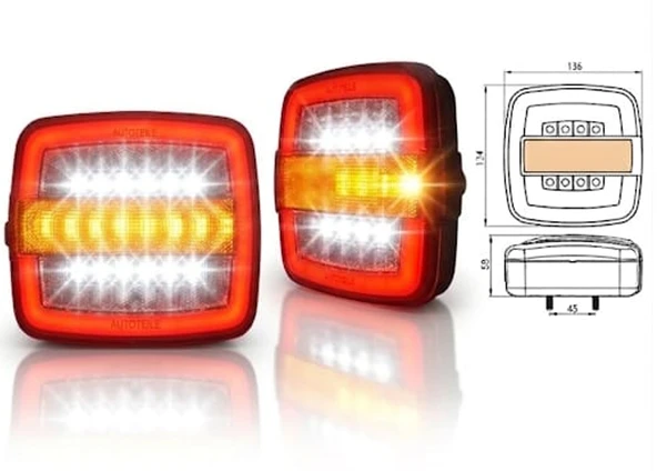 2 Adet Kare Neon Stop Lambası 4 Fonksiyonlu 12-24v ürün görseli 1