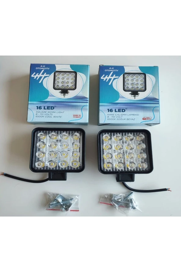 2 Adet Kare Çalışma Lambası Kalın Kasa (28mm) 8-110 Volt 6500k ürün görseli 1