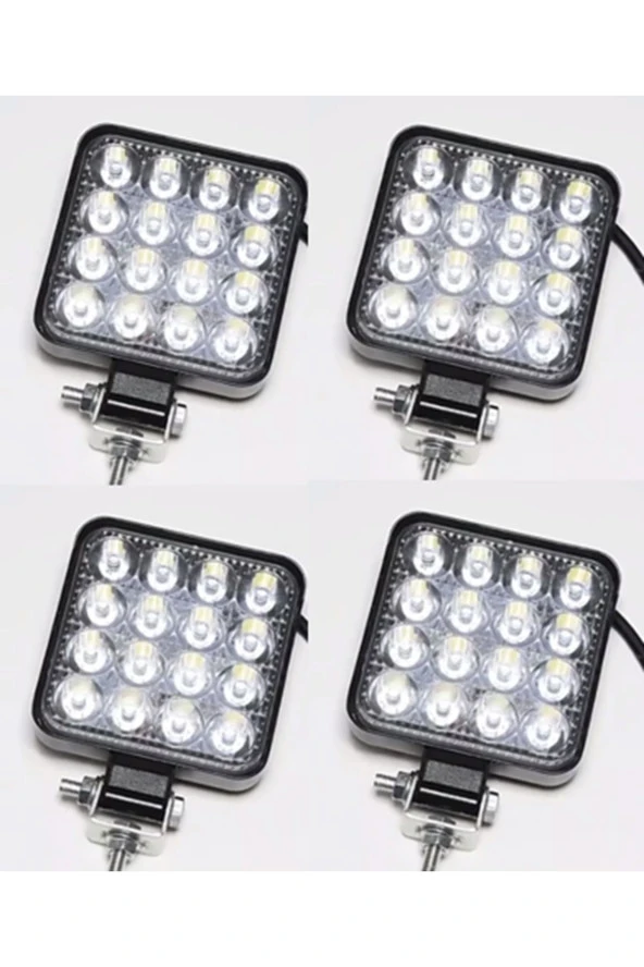 4 Adet Kare Çalışma Lambası Kalın Kasa (28mm) 8-110 Volt 6500K ürün görseli 1