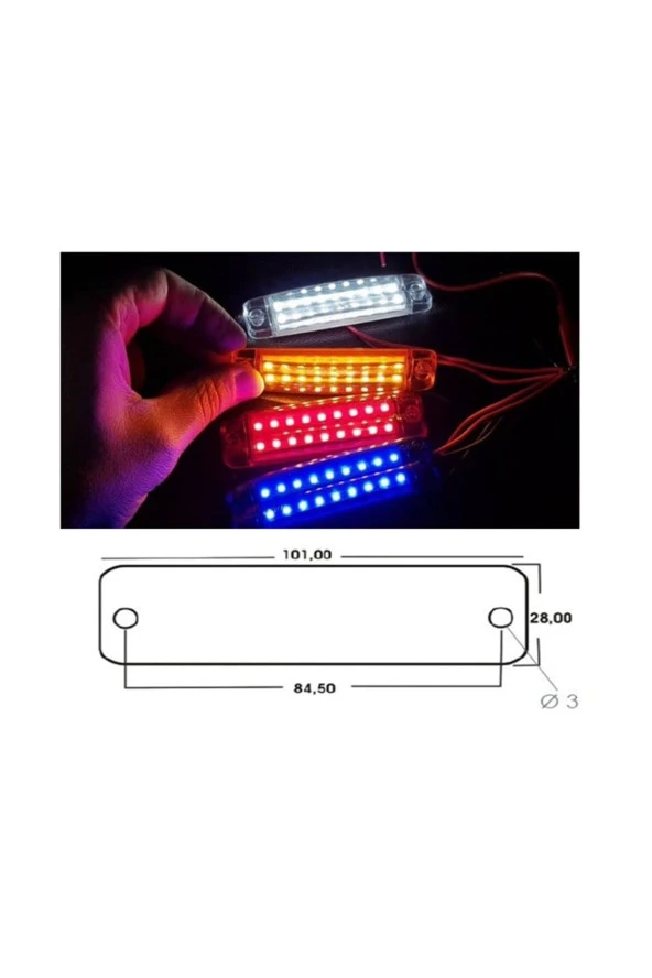 4 Adet 16 Ledli Çift Sıra Led Lamba 12-24 Volt - Resim 3