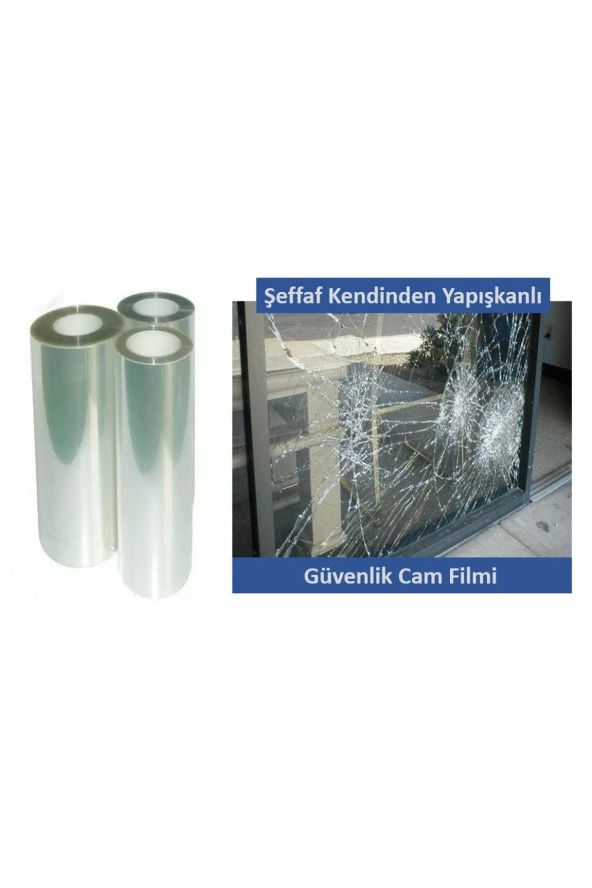 Kendinden Yapışkanlı Şeffaf Cam Koruma Güvenlik Cam Filmi 50 Cm 2 Metre ürün görseli 1