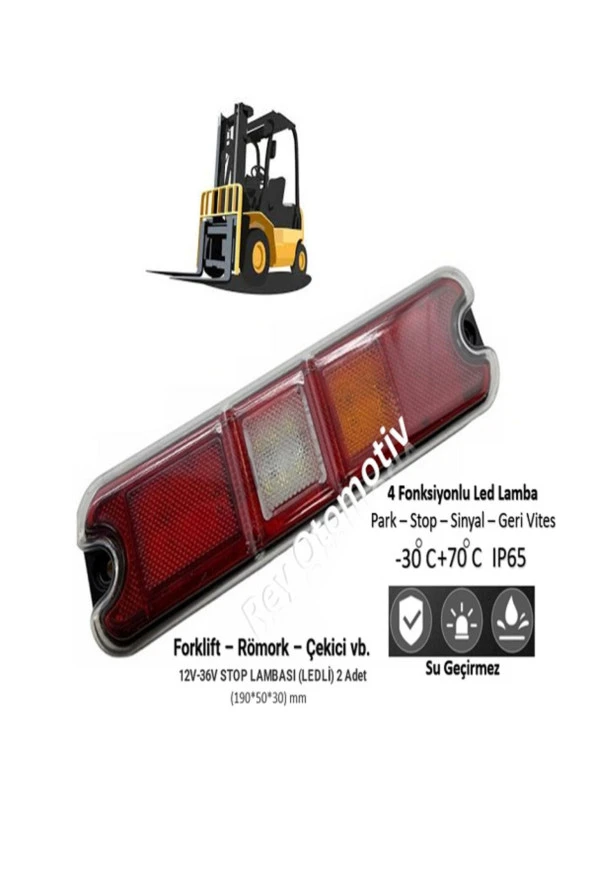 Forklift Stop Lambası Ledli 4 Fonksinyon 12-36 Volt 2'li Paket ürün görseli 1