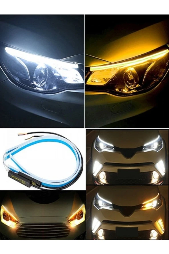Far Üstü Kayar Sinyalli Gündüz Ledi Far Kaşı 60 Cm Kayar Led ürün görseli 1
