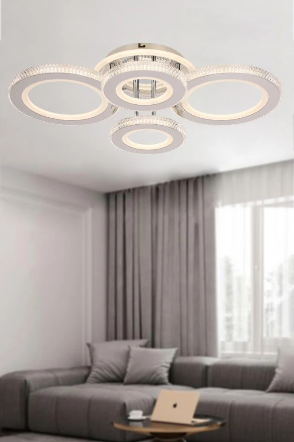 Eray Aydınlatma 2023-4 Krom Dimmer Kumandalı Led Avize ürün görseli 1