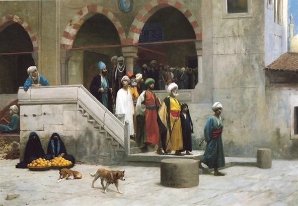 Cemaat Camiden Çıkıyor - Kanvas Tablo ürün görseli 1