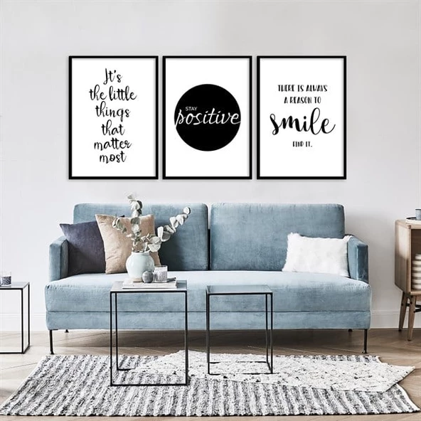 Stay Positive Çerçeveli Poster Seti ürün görseli 1