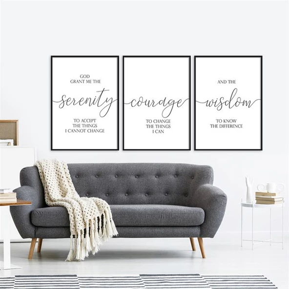 Serenity Courager Wisdom Çerçeveli Poster Seti ürün görseli 1