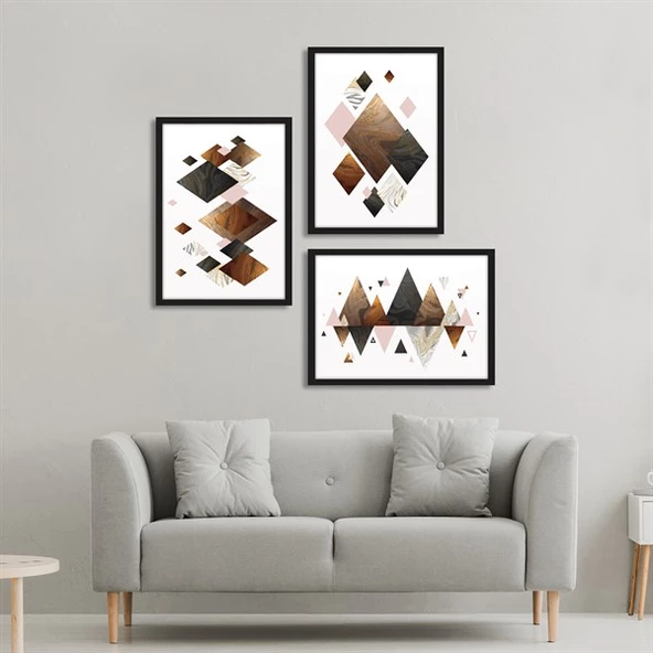 Brown Shapes Çerçeveli Poster Seti ürün görseli 1