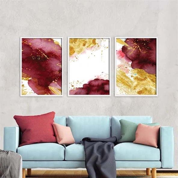 Golden Burgundy Çerçeveli Poster Seti ürün görseli 1