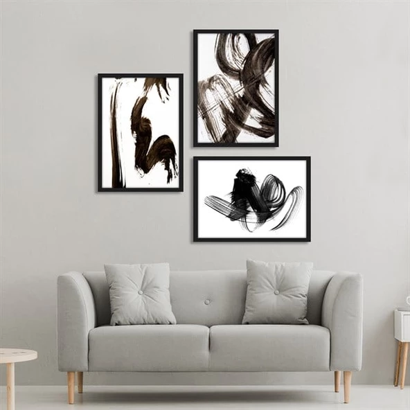 Black Brush Çerçeveli Poster Seti ürün görseli 1