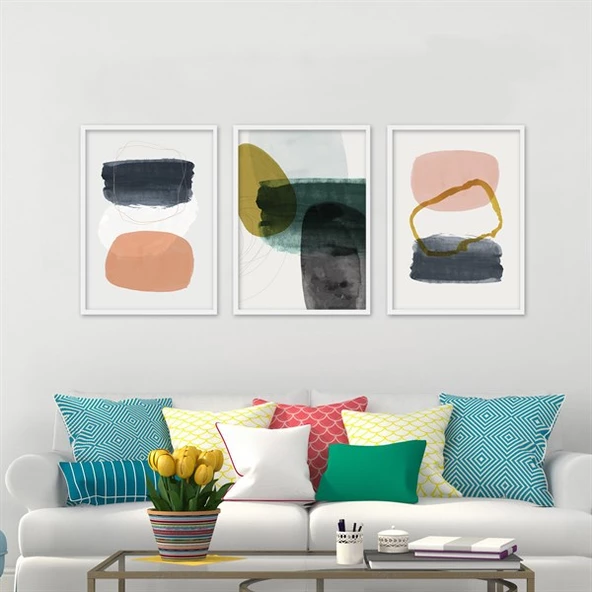 Abstract Rings Çerçeveli Poster Seti ürün görseli 1