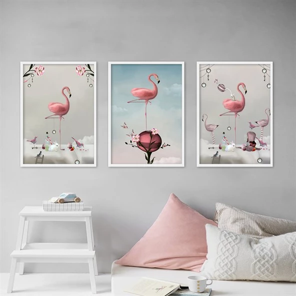 Flamingo Çerçeveli Poster Seti ürün görseli 1