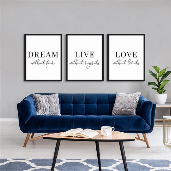 Dream Live Love Çerçeveli Poster Seti ürün görseli 1