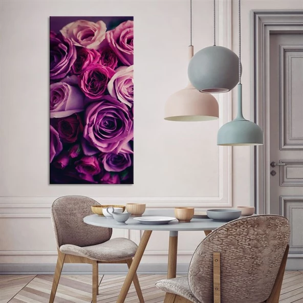 Pembe Mor Güller Kanvas Tablo ürün görseli 1