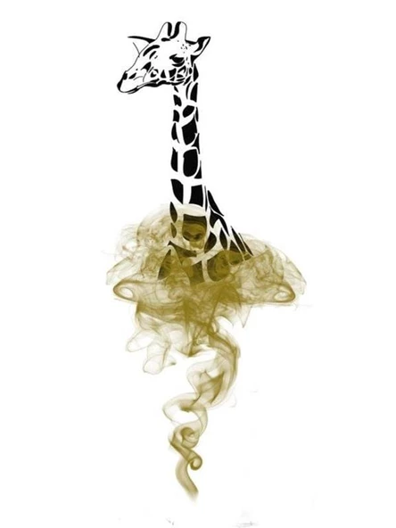 Giraffe In The Smoke Kanvas Tablo ürün görseli 1