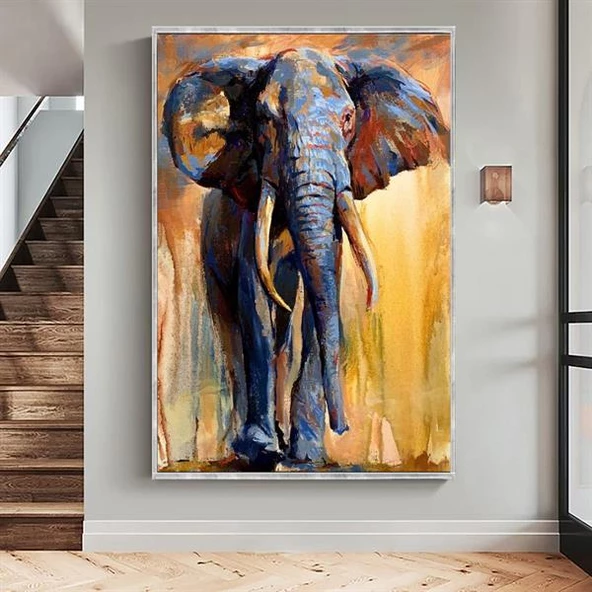 Elephant Yağlı Boya Dokulu Tablo ürün görseli 1