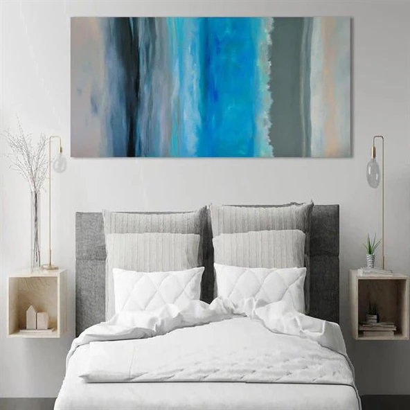 Blue Grey Yağlı Boya Dokulu Tablo ürün görseli 1