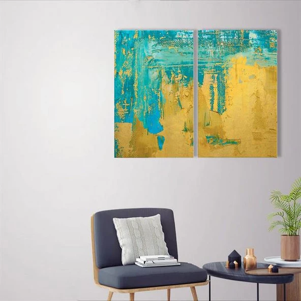 Goldenrod İkili Set Yağlı Boya Dokulu Tablo ürün görseli 1