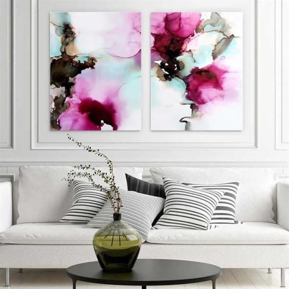 Abstract Akvarel İkili Set Yağlı Boya Dokulu Tablo ürün görseli 1