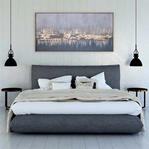Gold & Navy Yağlı Boya Dokulu Tablo ürün görseli 1