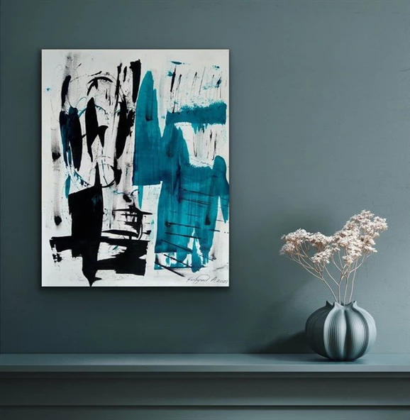 Turquoise Blue Yağlı Boya Dokulu Tablo ürün görseli 1