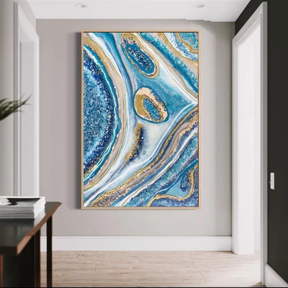 Blue Sparkle Yağlı Boya Dokulu Tablo ürün görseli 1
