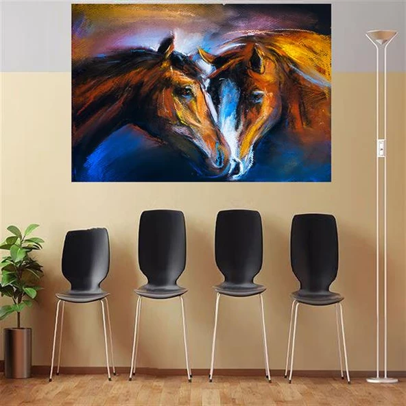 Horses In Love - Yağlı Boya Dokulu Tablo ürün görseli 1