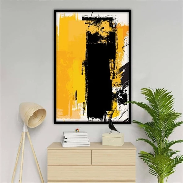 Yellow Black - Yağlı Boya Dokulu Tablo ürün görseli 1