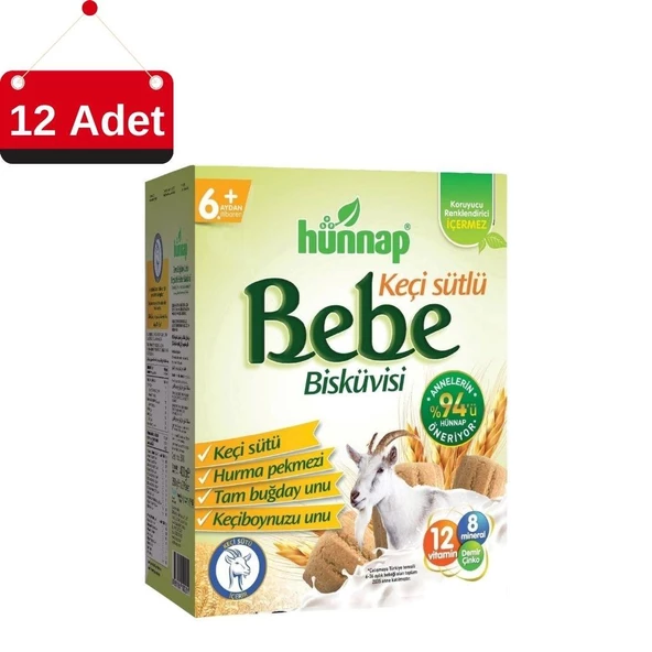 Hünnap Keçi Sütü Bebe Bisküvisi 400 Gr x 12 Adet ürün görseli 1