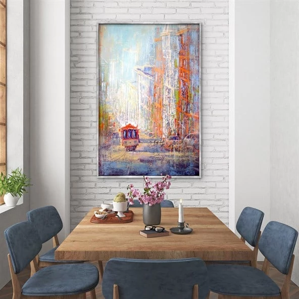 Abstract Streetcar - Yağlı Boya Dokulu Tablo ürün görseli 1
