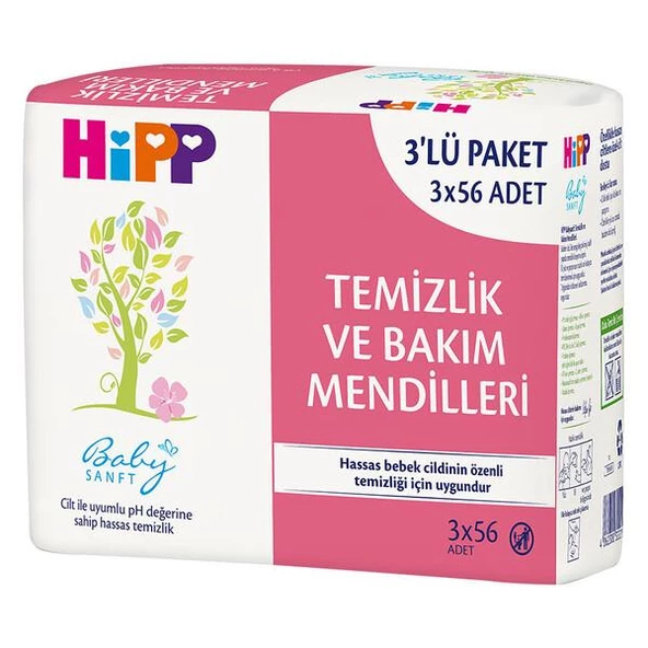 Hipp Babysanft Islak Temizlik Ve Bakım Mendilleri 3 X 56 Adet ürün görseli 1