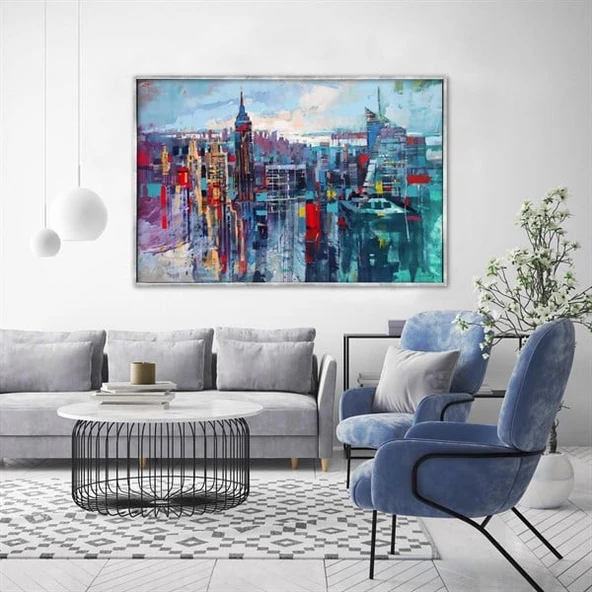 Metropolitan City - Yağlı Boya Dokulu Tablo ürün görseli 1