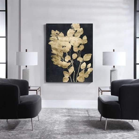 Gold Flower - Yağlı Boya Dokulu Tablo ürün görseli 1