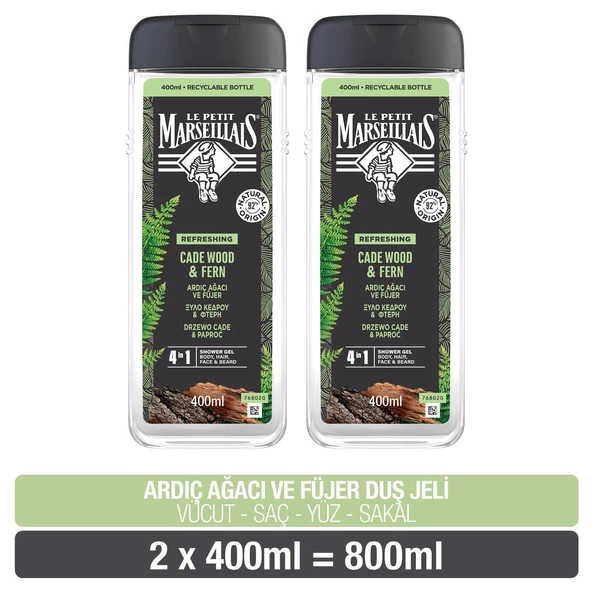 Le Petit Marseillais Refreshing Ardıç Ağacı ve Fujer Duş Jeli 400 Ml 2 Li Avantajlı Paket ürün görseli 1